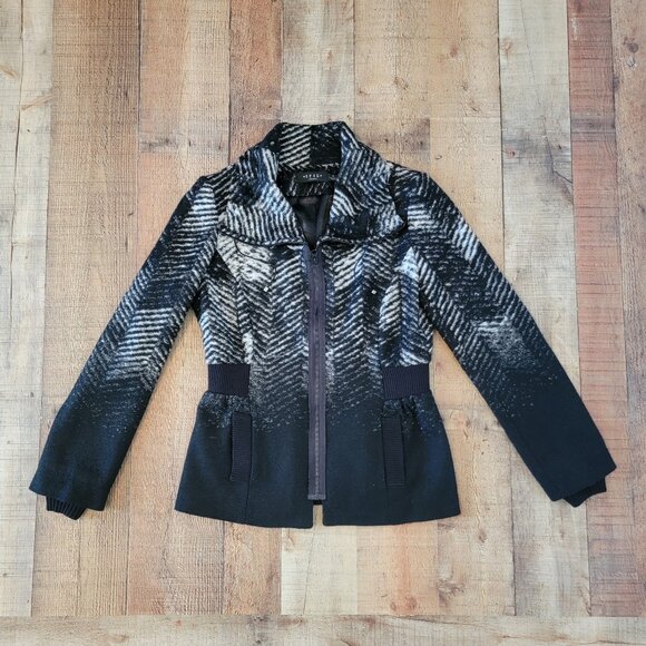 Iris Setlakwe Black Herringbone Wool Blend Coat 6 - Picture 1 of 15